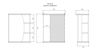 Зеркальный шкаф с подсветкой Misty Луна 55см правый белый